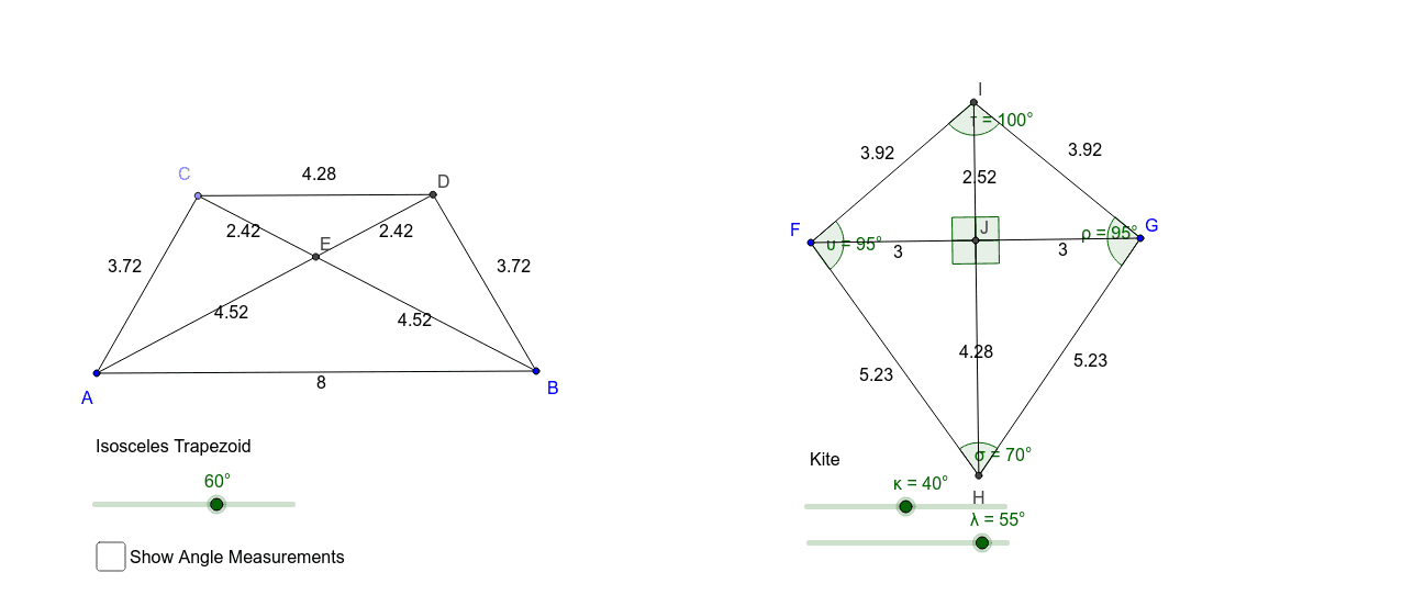 Trapezoid And Kite Property Exploration GeoGebra