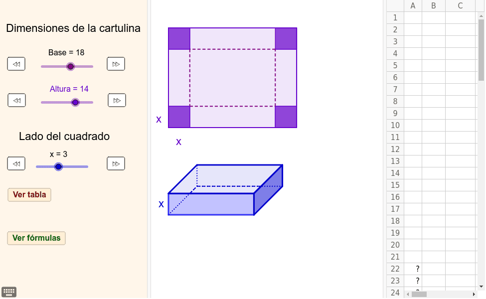 Cajas Sin Tapa Geogebra