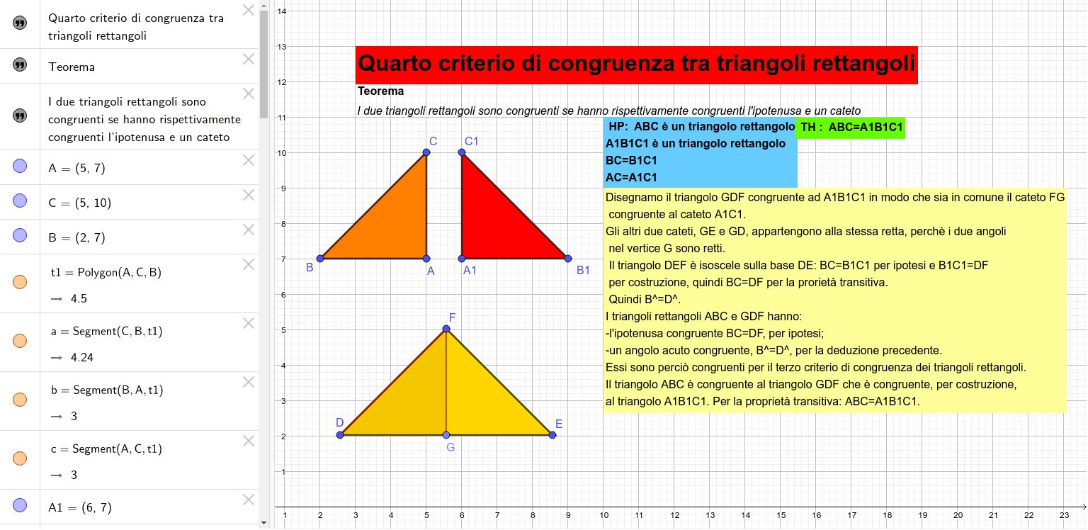 Quarto Criterio Di Congruenza Dei Triangoli Rettangoli Quarto Criterio di congruenza tra triangoli rettangoli – GeoGebra