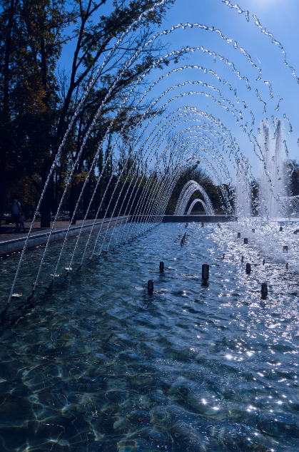 사진 속 분수가 움직이는 경로는 어떤 모양인가요?
이 모양을 수학식으로 나타내면 [math]y=x[/math]일까요, [math]y=x^2[/math]  일까요?