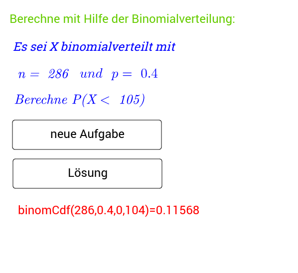 Binomialwahrscheinlichkeiten berechnen üben – GeoGebra