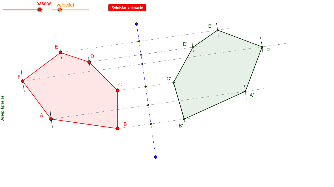 Construcció d'un polígon mitjançant una simetria axial (recta).