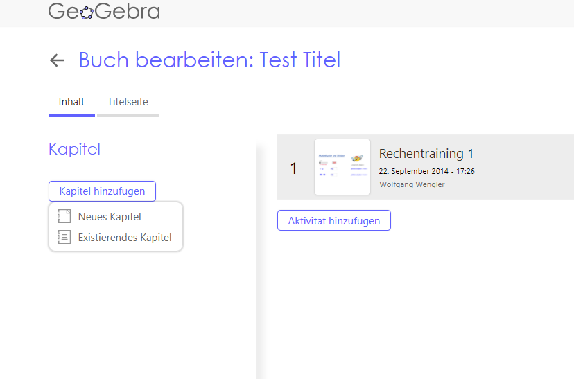 Von nun an kann ich dir nicht mehr weiter helfen. Du kennst jetzt die wichtigsten Schritte um ein GeoGebra Buch zu erstellen.