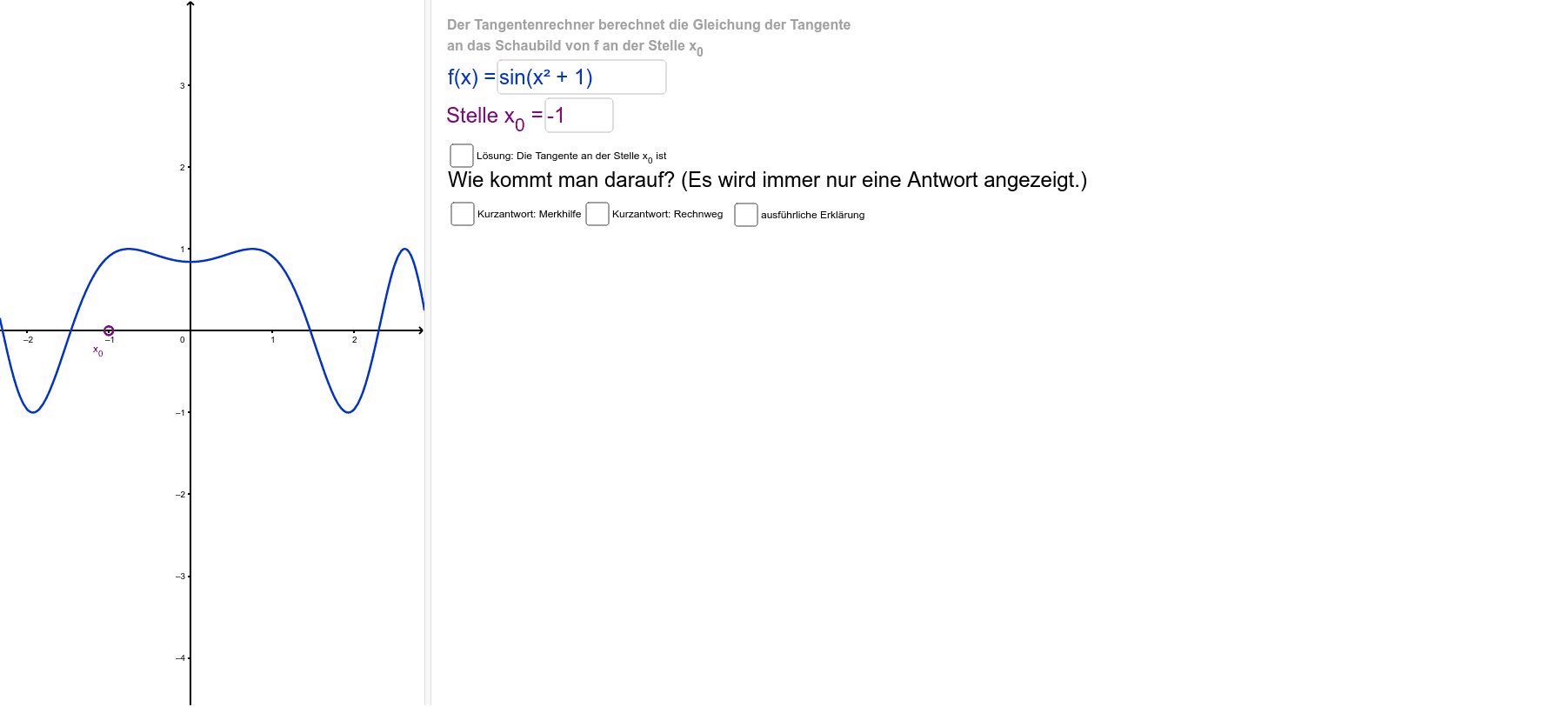 Tangentenrechner Tangentenrechner