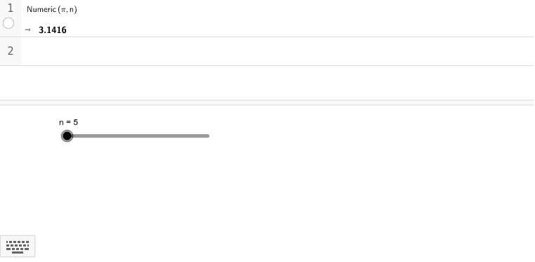 Drag the n slider to see n digits of pi.