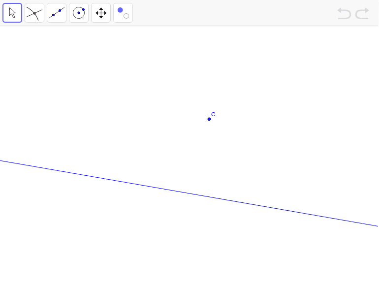 Construct the line perpendicular to the given line through point C. Press Enter to start activity