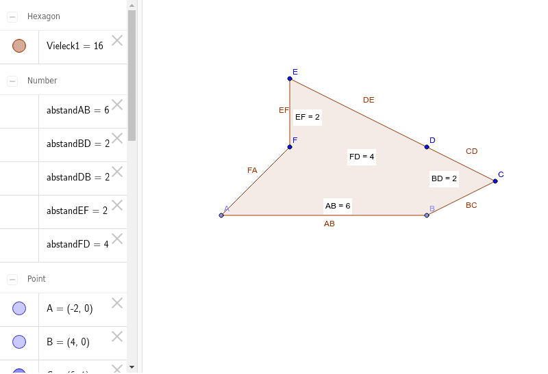 Flächenberechnung Unregelmässiges Fünfeck – GeoGebra