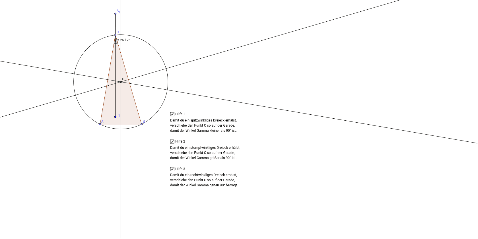 Umkreis verschiedener Dreieck - GeoGebra