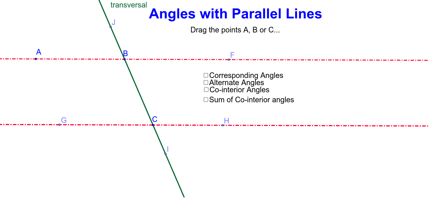 Angles Formed By Parallel Lines Geogebra