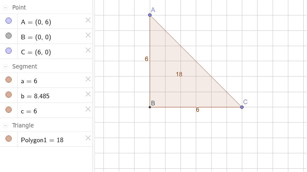 Dynamic triangle: drag the points A and B to change the triangle