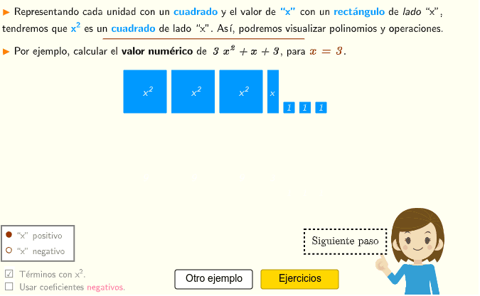 Valor Numérico De Un Polinomio Con Baldosas Algebra Tiles Geogebra