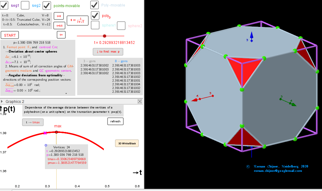 The case of regular octagons and triangles on the faces of a truncated polyhedron.