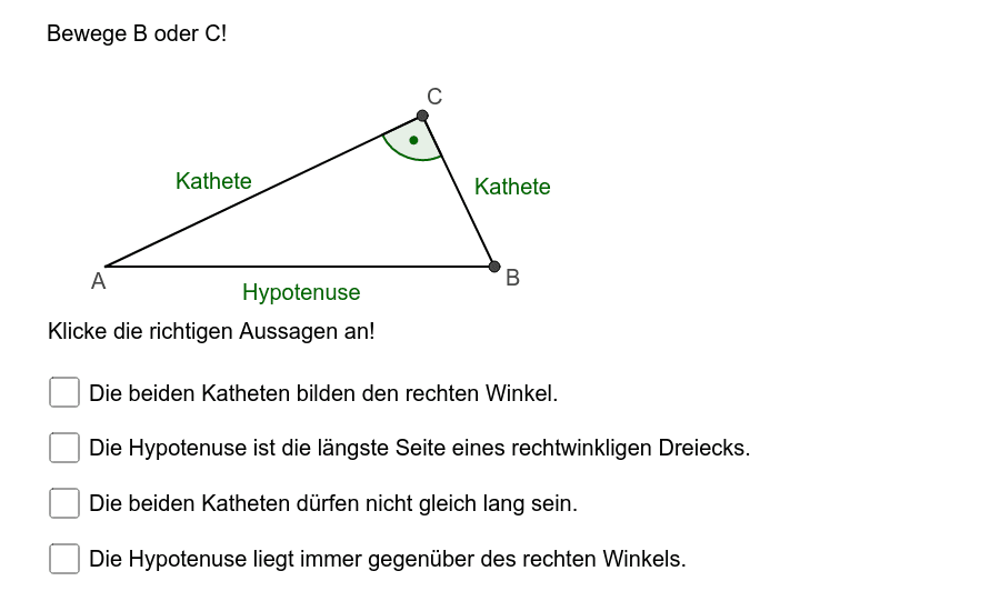 Das rechtwinklige Dreieck Grundbegriffe GeoGebra