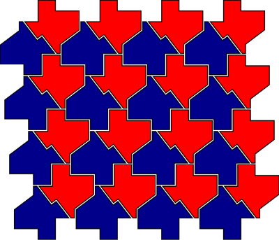 Imagem: Texas tessellation. Link: [url=http://commons.wikimedia.org/wiki/File:Texas_tessellation.svg]http://commons.wikimedia.org/wiki/File:Texas_tessellation.svg[/url]