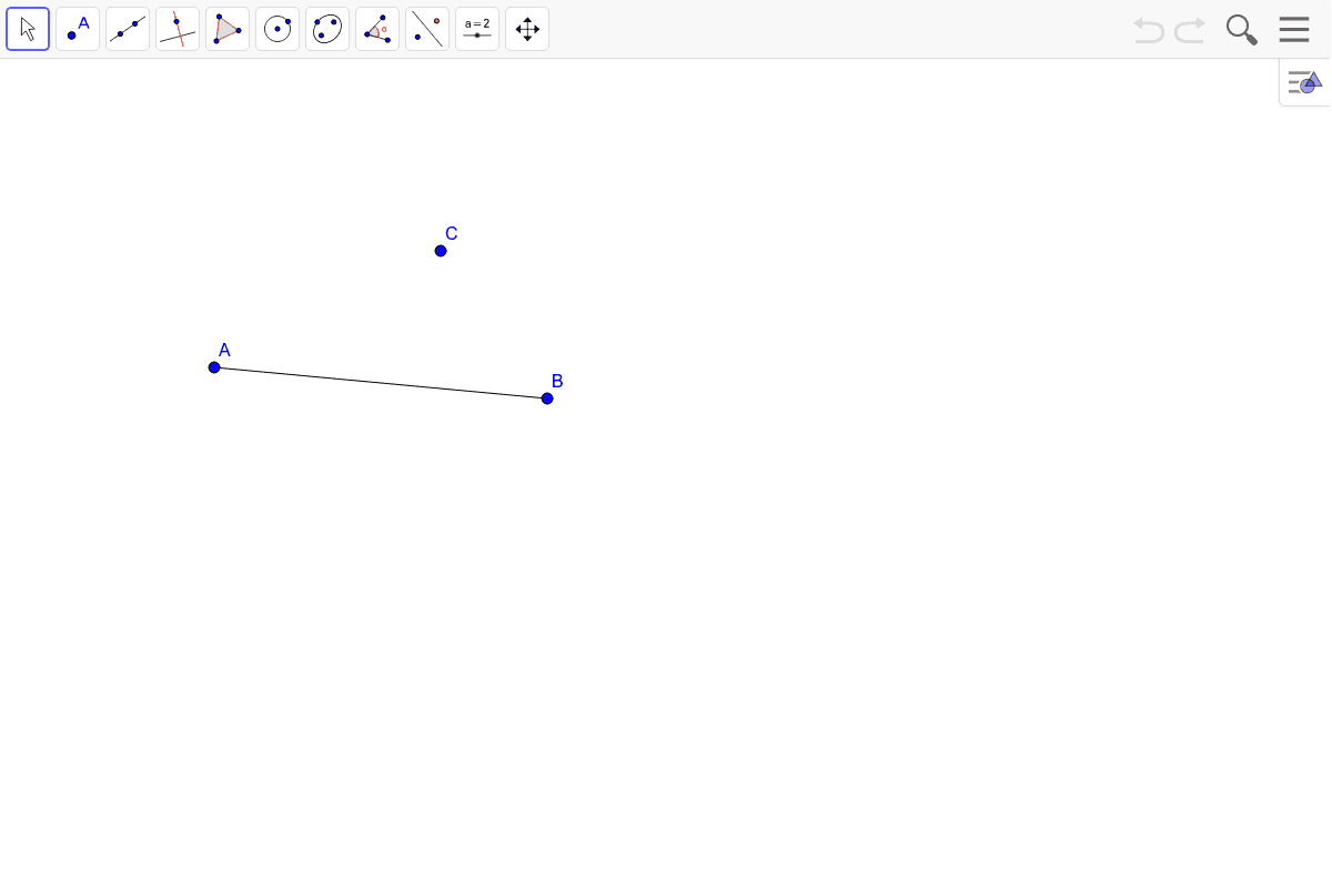 Construct a line perpendicular to AB through point C.