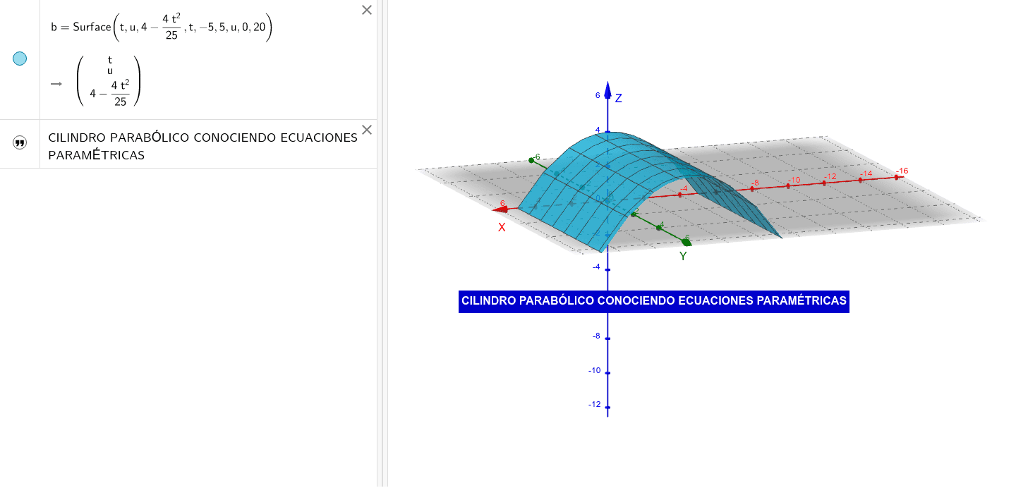 CILINDRO PARABÓLICO GeoGebra