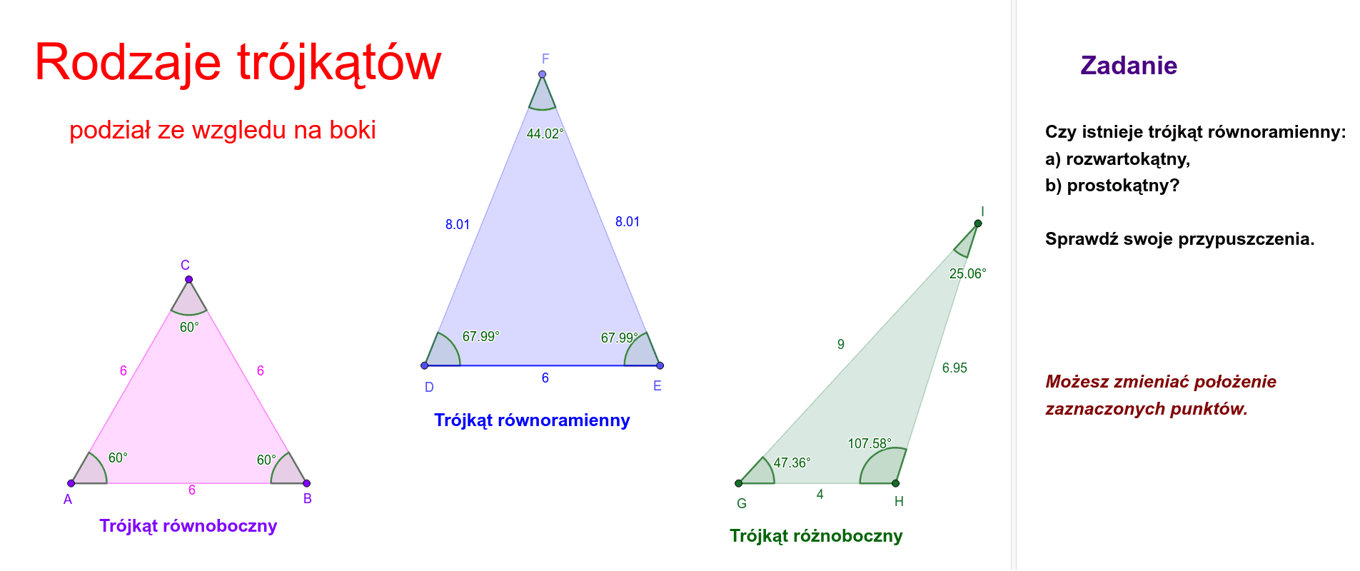 Rodzaje Trójkatów Ze Wzgledu Na Boki Rodzaje trójkątów ze wzgledu na boki – GeoGebra
