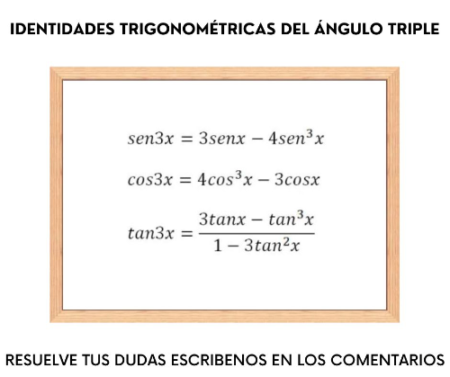 [size=100]Para dar con las identidades del ángulo triple existen múltiples formas a partir de las distintas áreas de la matemáticas el fin es expresar la razón del ángulo triple [math]Sen\left(3x\right)[/math] en función de [math]Sen\left(x\right)[/math][/size]