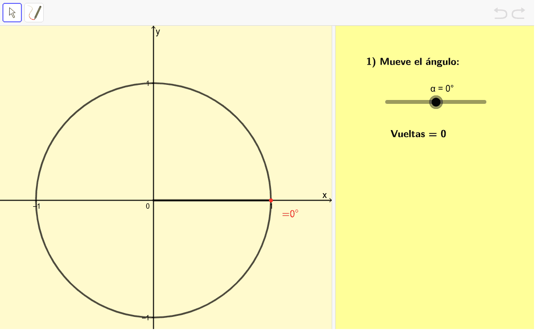 Ángulos positivos y negativos GeoGebra