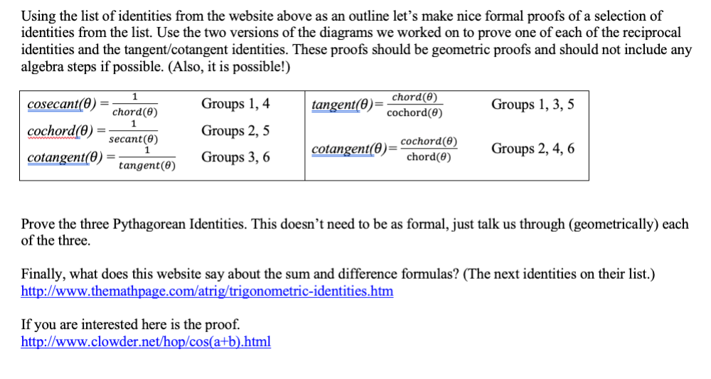 Proving identities