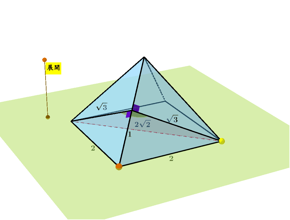 正四角錐兩側面夾角 Geogebra