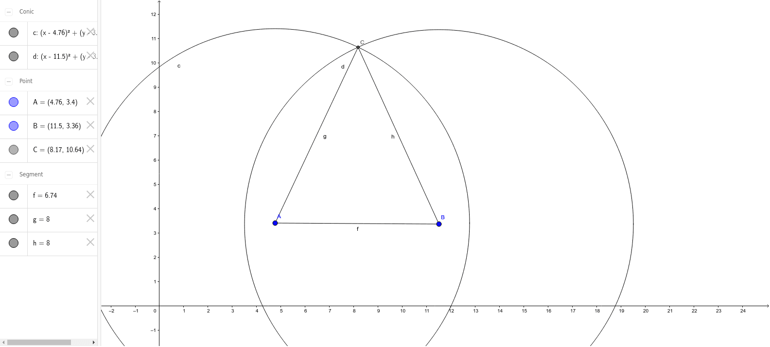 Construction of an Isosceles Triangle GeoGebra