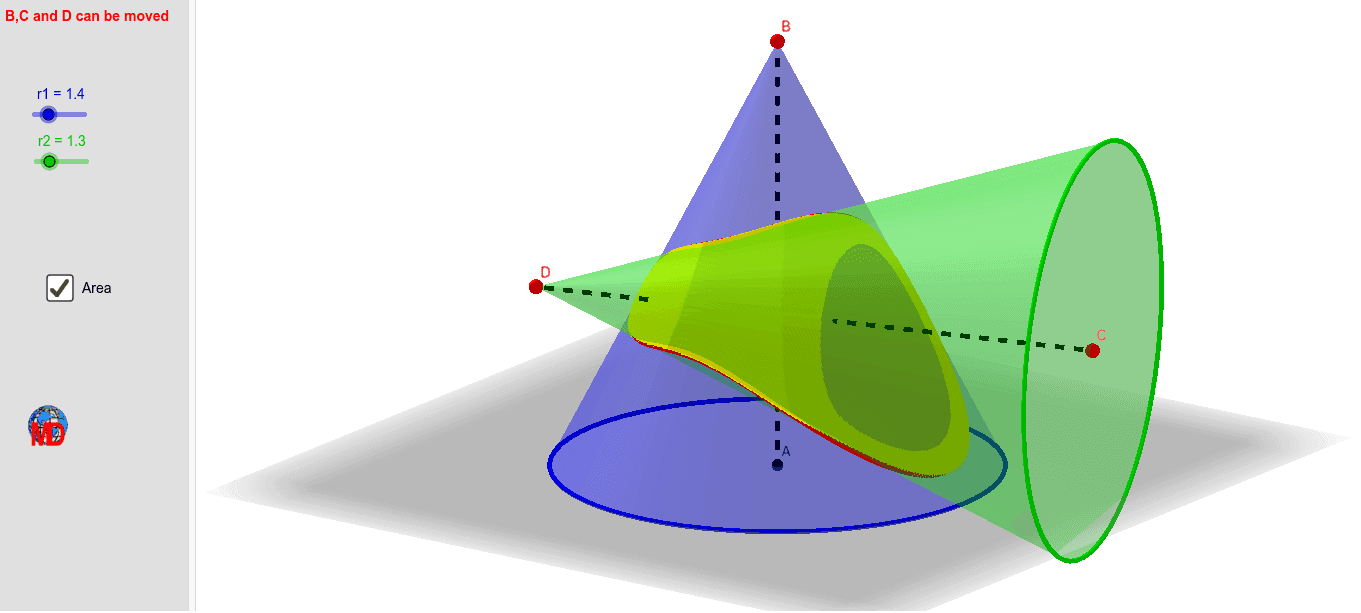 Intersection of two cones GeoGebra