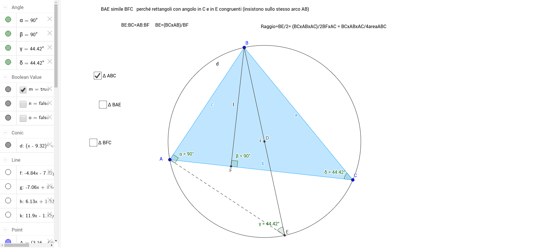 Raggio circonferenza circoscritta a un triangolo GeoGebra Raggio circonferenza circoscritta a un triangolo GeoGebra