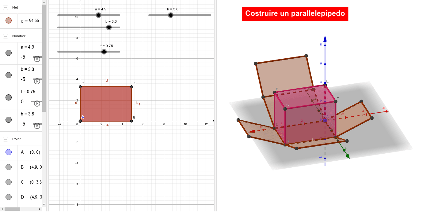 Costruire un parallelepipedo GeoGebra Costruire un parallelepipedo GeoGebra