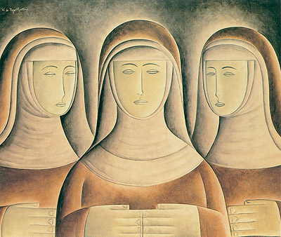 Observe a simetria presente na imagem.

Na obra "As Religiosas" (1969), de Vicente do Rego, temos um exemplo da simetria na arte.
