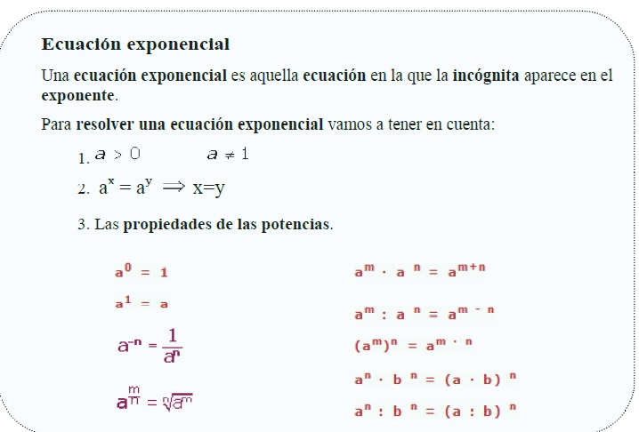 ECUACIONES EXPONENCIALES Y LOGARÍTMICAS