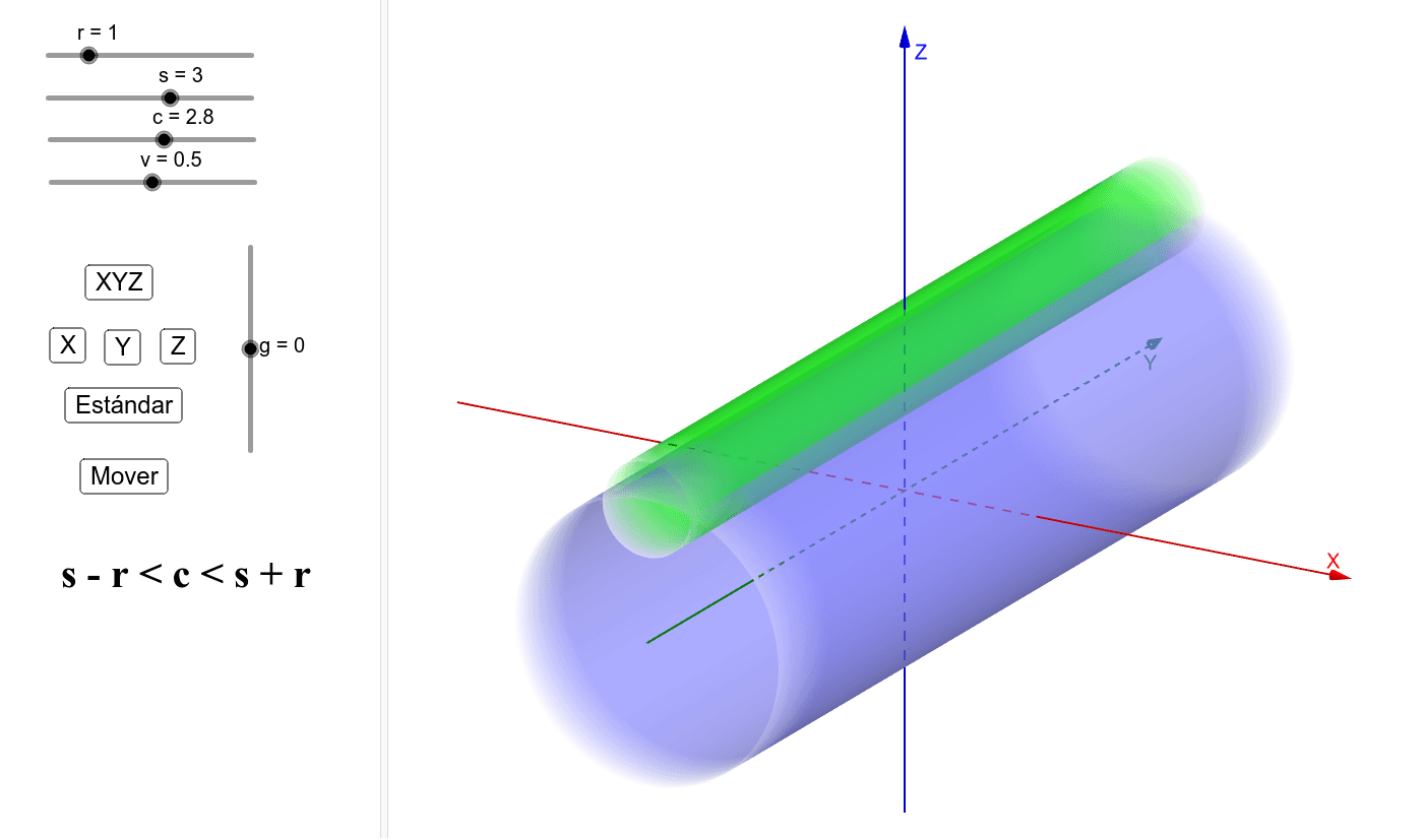 Intersección de dos cilindros (caso 2º) GeoGebra