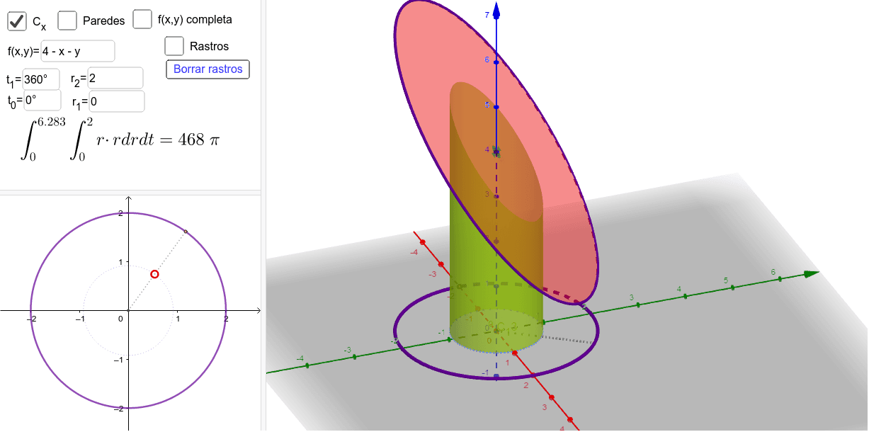 Ej. 88 Volumen de un cilindro GeoGebra Ej. 88 Volumen de un cilindro GeoGebra