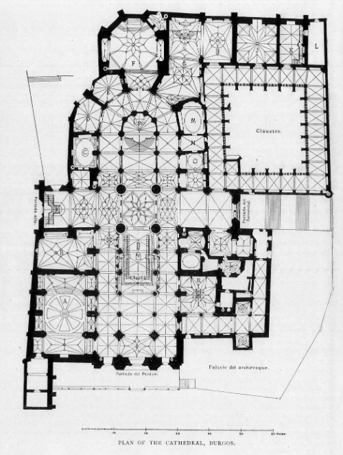 Plattegrond van de kathedraal van Burgos 