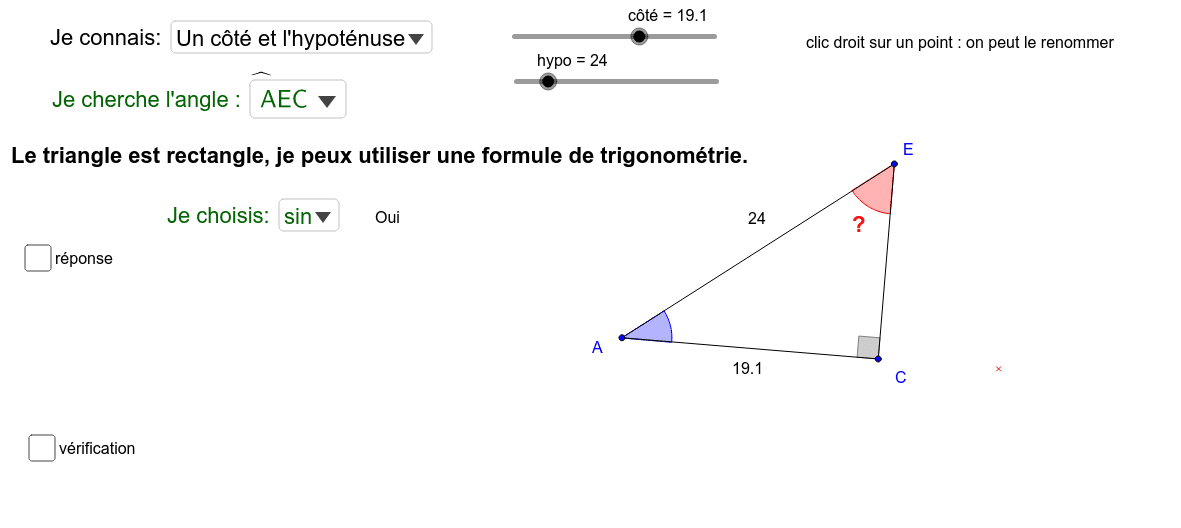 Calculer la mesure d'un angle dans un triangle rectangle - Assistance  scolaire personnalisée et gratuite - ASP