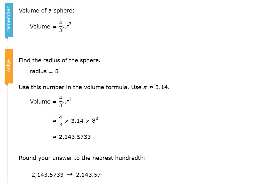 Example #2. The radius is 8 and they used 3.14 for pi.