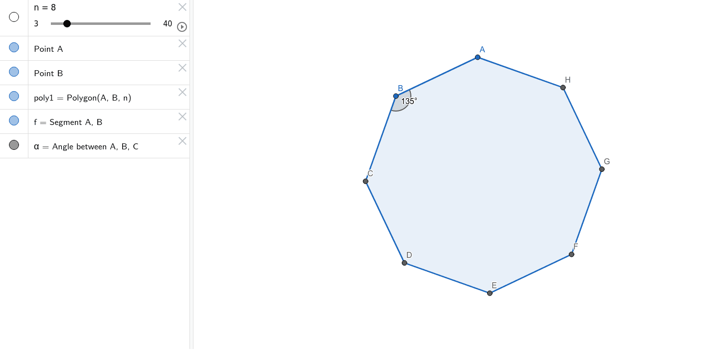 Interior Angles Of Regular Polygons Geogebra