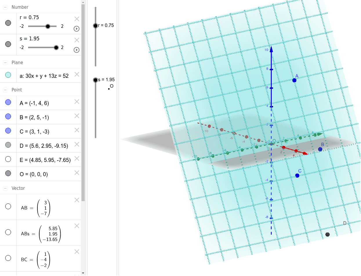 Vector and Cartesian Form of a Plane – GeoGebra