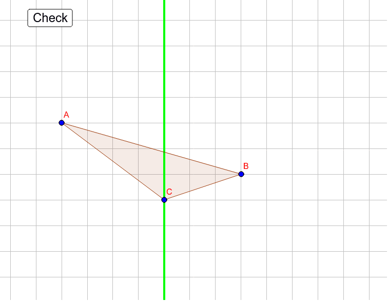 Drag the points from triangle ABC to create it's image after a reflection over the green line. Press Enter to start activity