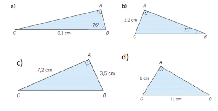 Resoleu els següents triangles