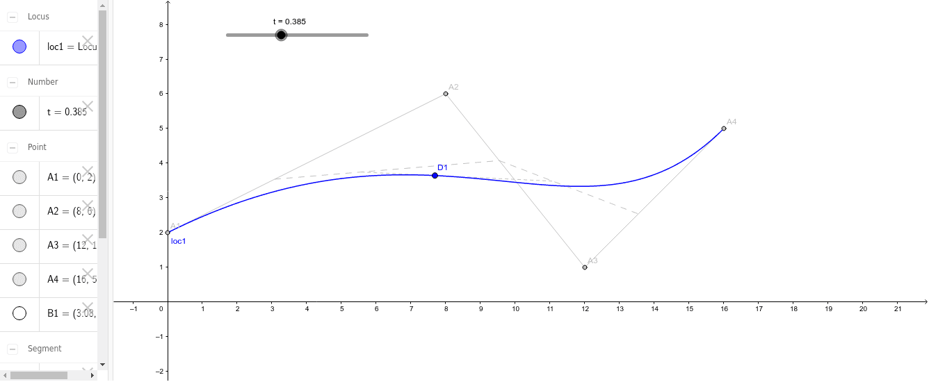 Bezier Curve Construction Step 5 GeoGebra