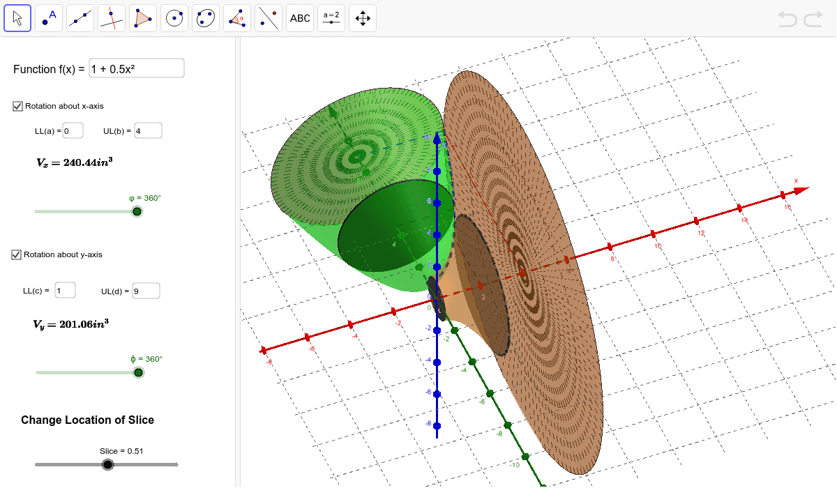 Solids Project Disk Method GeoGebra