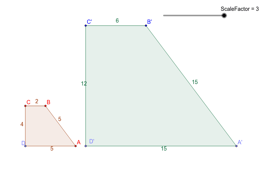 Scale factor on a quadrilateral geogebra