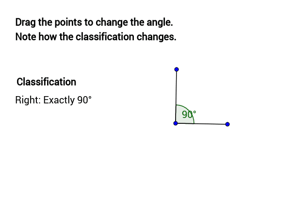 Classification d'un angle selon la mesure – GeoGebra