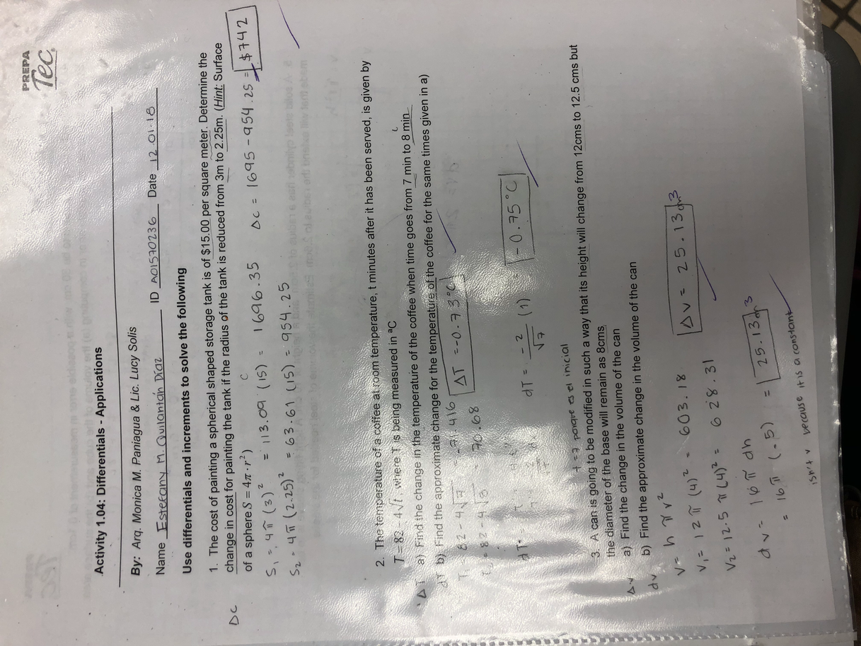 Es una actividad significante ya que pude aplicar mis conocimiento de diferenciales en problemas con lo que me puedo topar en la vida.