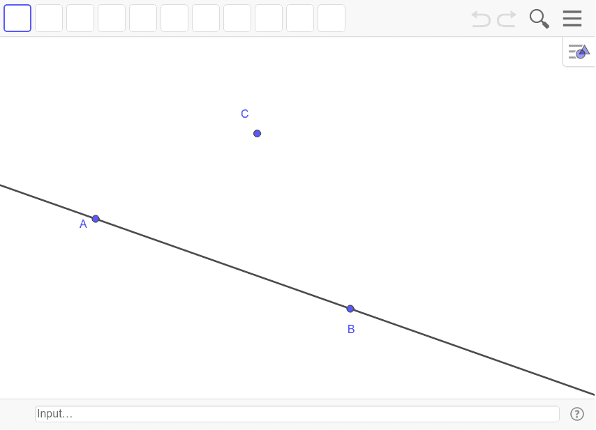 Construct a line that goes through point C and is parallel to line AB.