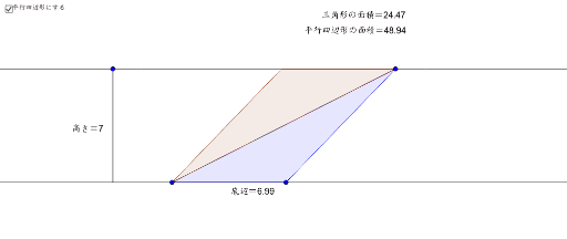 平行四辺形と三角形の面積 Geogebra 平行四辺形と三角形の面積 Geogebra