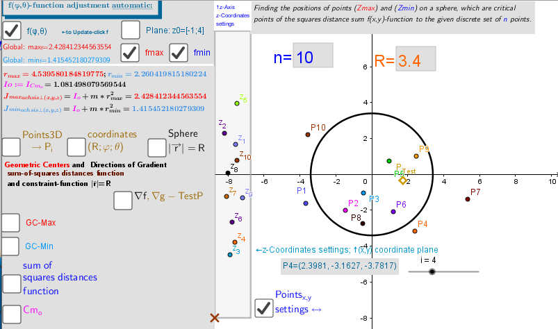 settings plane, equalities from the Steiner theorem