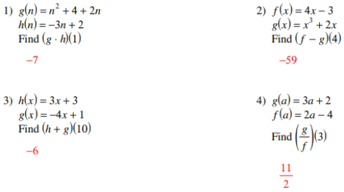 Function operations practice