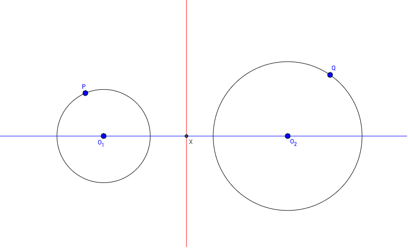Construct radical axis of two circles GeoGebra